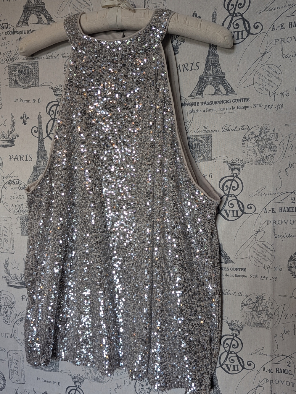 Cable & Gauge Silver Sequin Halter Top Size 2X